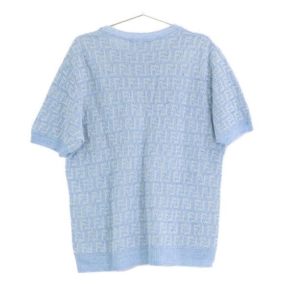 Fendi 22 Year Fzy443 AO5J Light Blue Linen X Cotton X Silk FF Allover Pattern - Picture 2 of 8